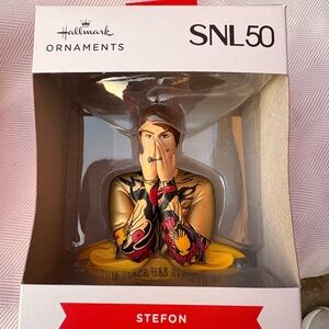 Hallmark SNL50 Stefon Ornament with Gold and Red